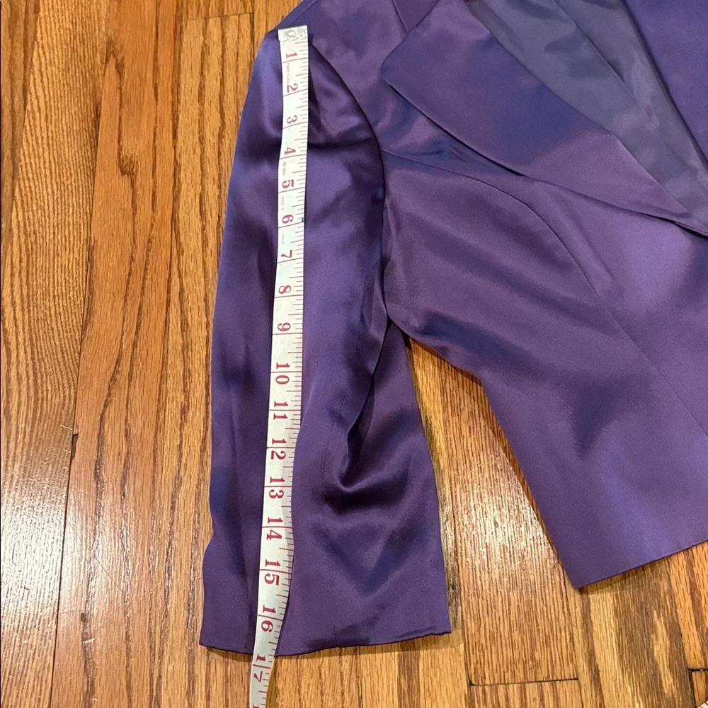 Adrianna Papell Silk purple Cropped Evening Shrug Jacket Blazer Notched Lapel 6